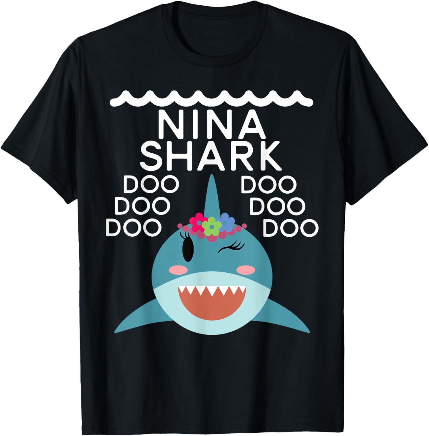 Nina Shark shirt Matching Family Shirts Shark Family T-Shirt - T-Shirt | Black