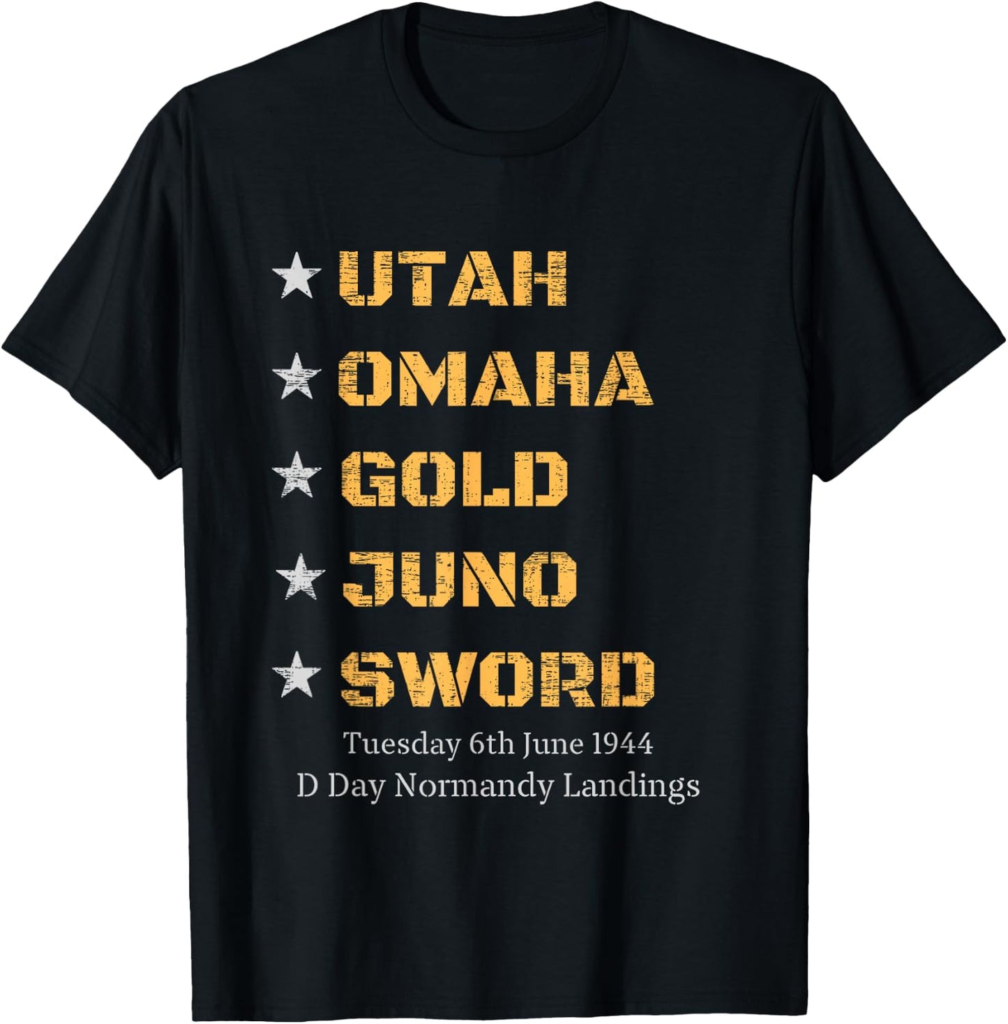 WW2 D Day Beaches World War 2 Army Hero Normandy Landings T-Shirt - T-Shirt | Black