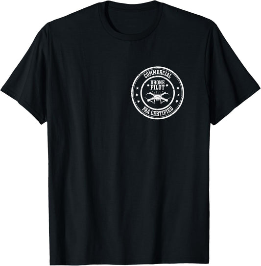 FAA Licensed & FAA Certified Commercial Drone Pilot Small T-Shirt - T-Shirt | Black