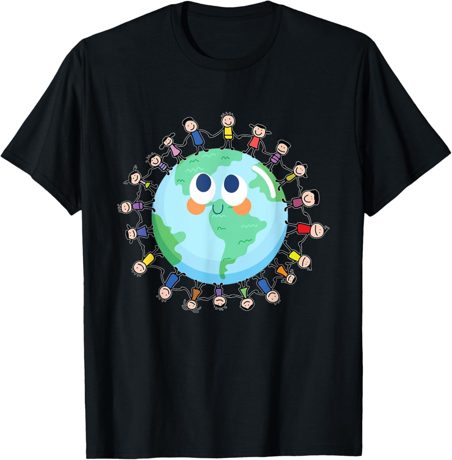 Earth Day Happy Children Around the World - Save The planet T-Shirt - T-Shirt | Black