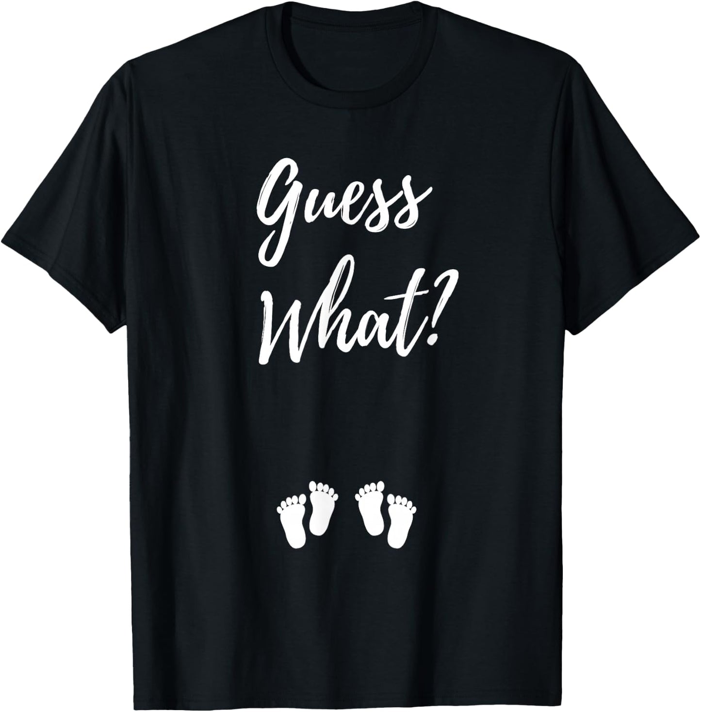 Guess What? Pregnancy Announcement Expecting Mom Twins Baby T-Shirt - T-Shirt | Black