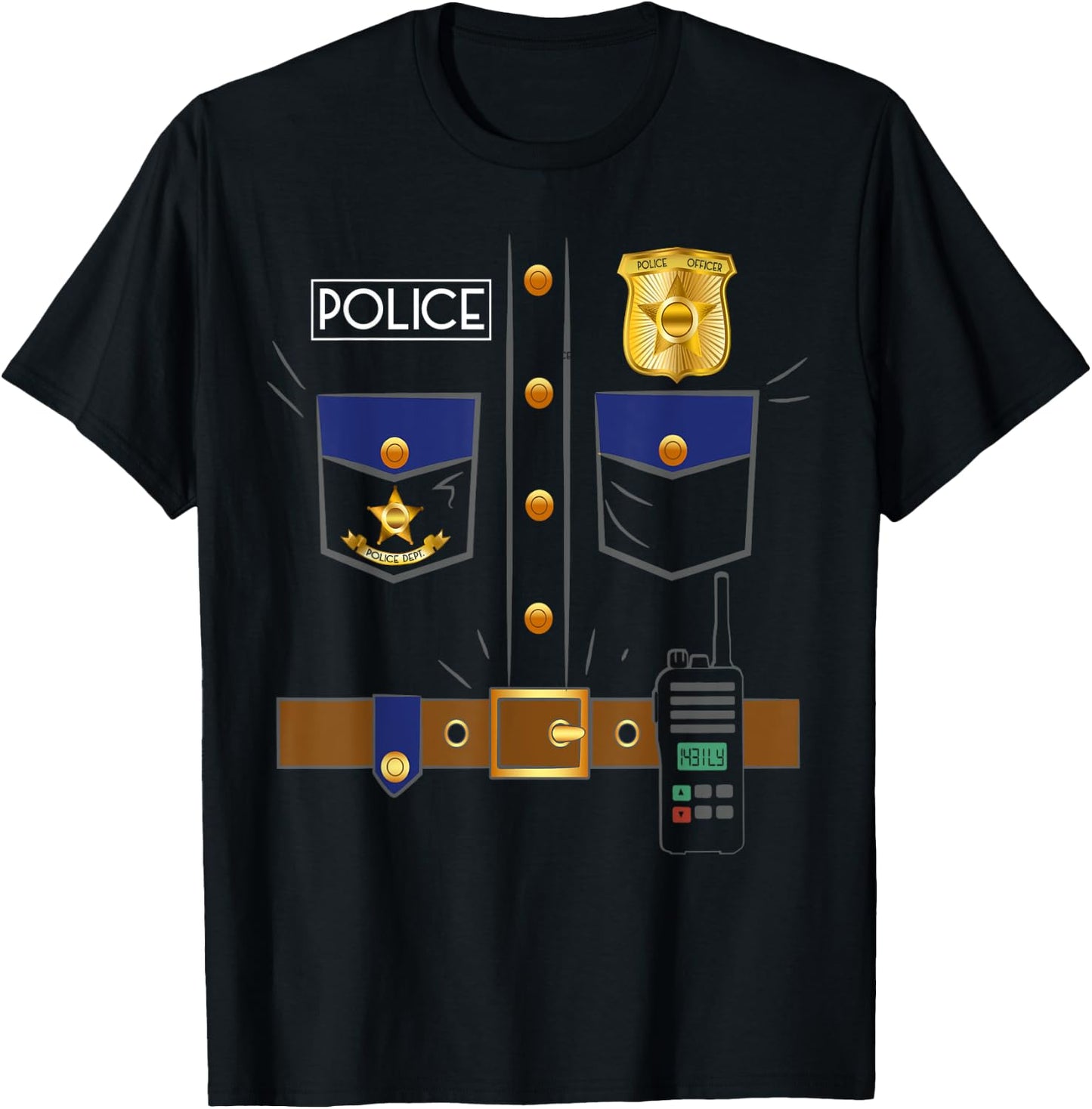 Police Officer Costume Police Costume For Kids Funny Police T-Shirt - T-Shirt | Black