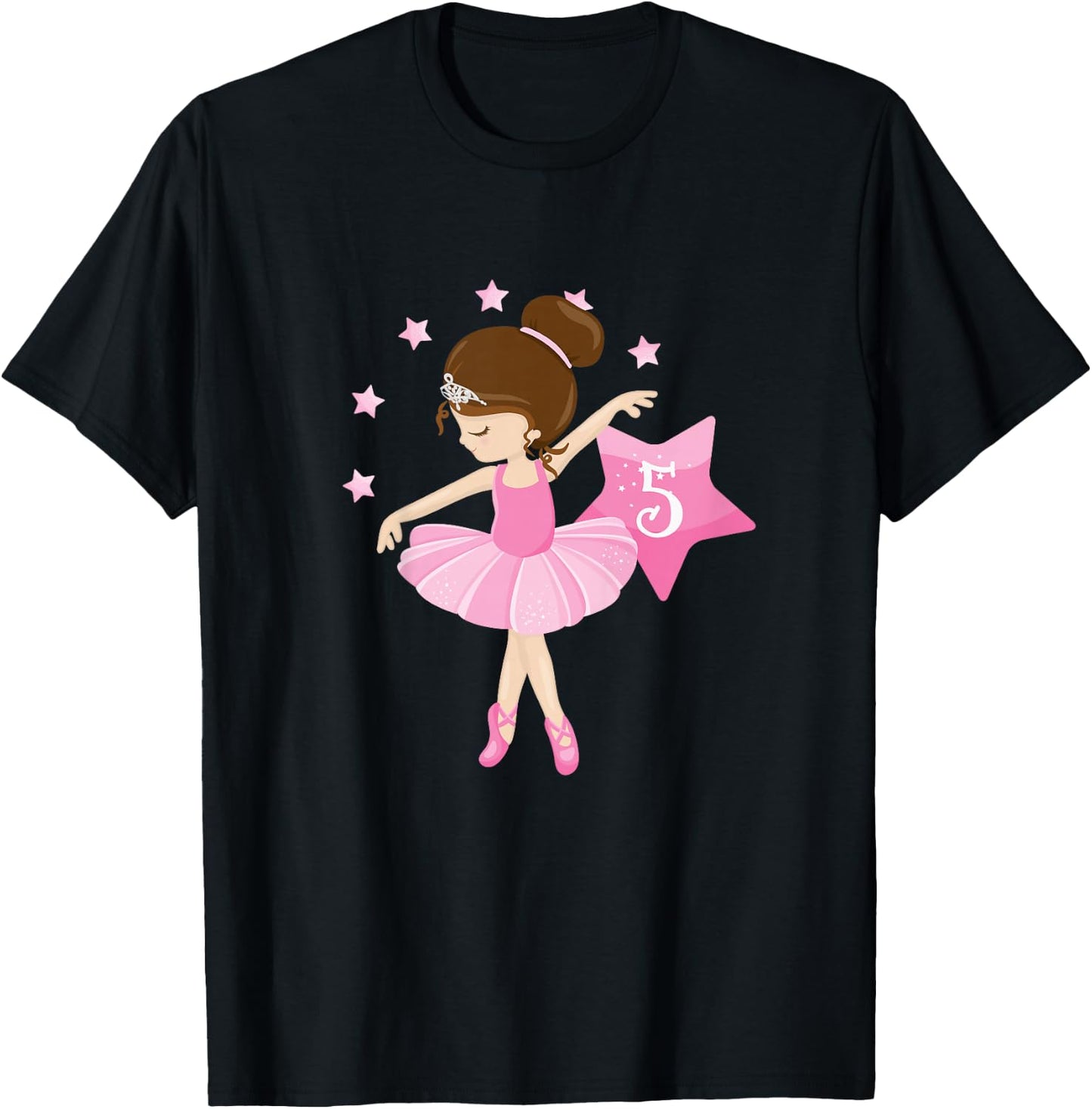Kids Kids 5th Birthday Ballerina Gift 5 Year Old Girls T-Shirt - T-Shirt | Black