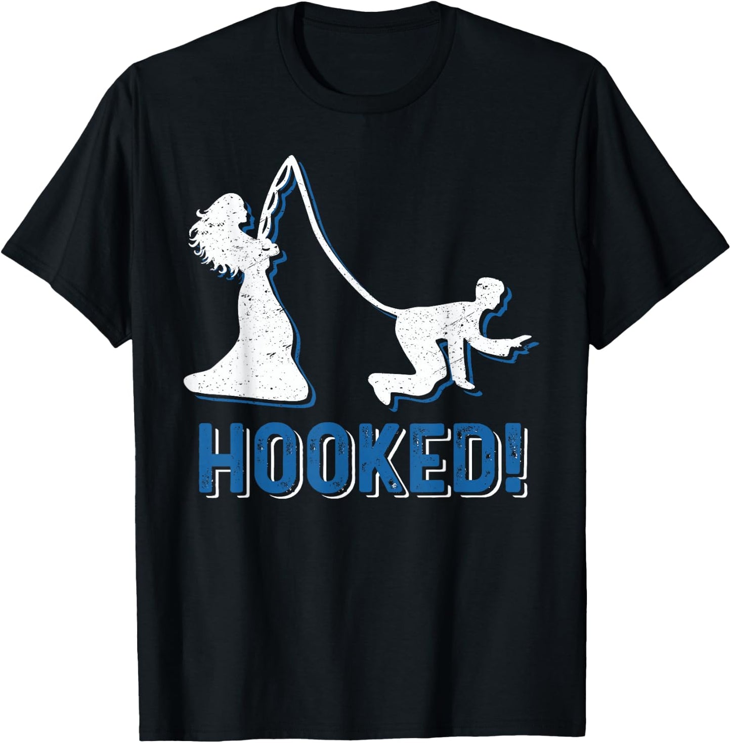 Funny Hooked Bride Groom New Marriage Fishing Lover Couples T-Shirt - T-Shirt | Black