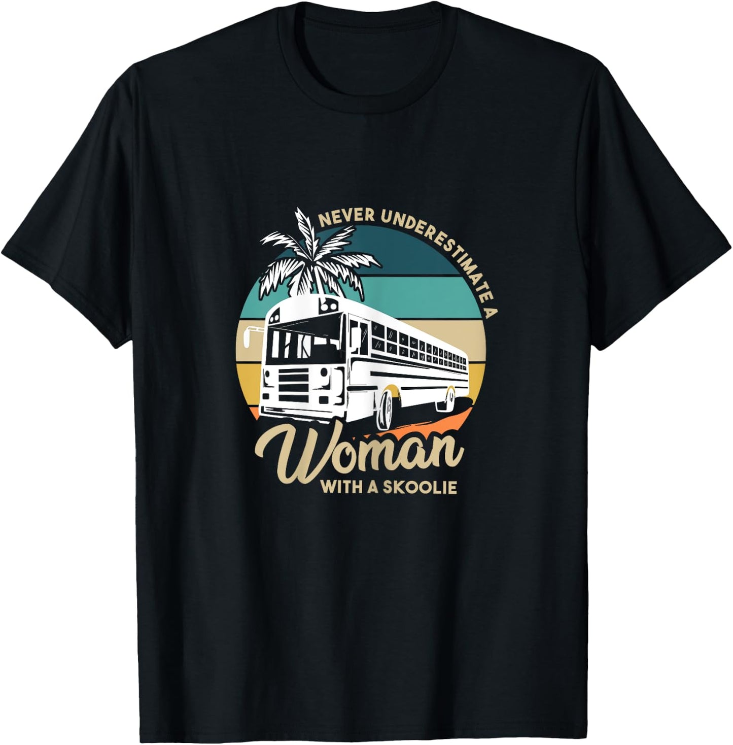 Vintage Camping Bus Design for a Skoolie Owner T-Shirt - T-Shirt | Black
