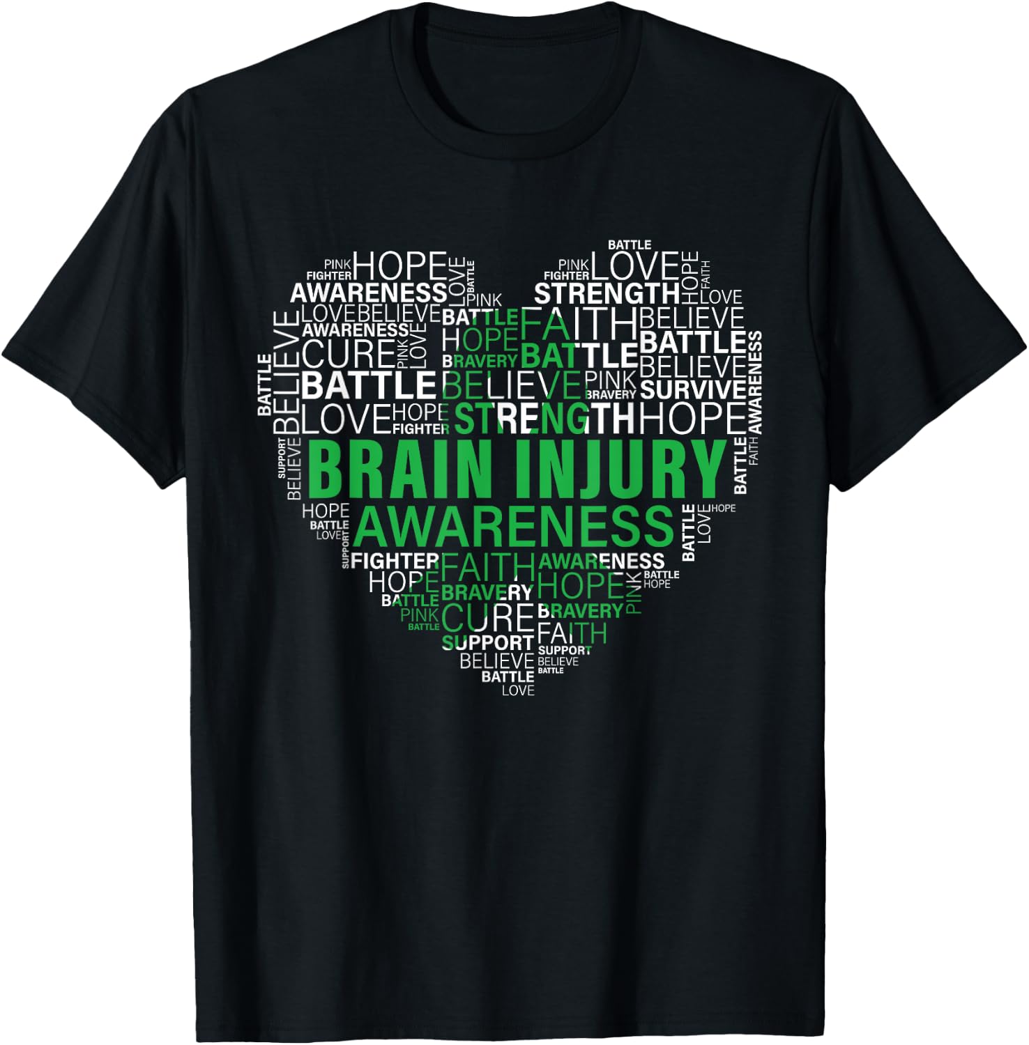 Brain Injury Awareness Fighting Hope Support Strong Warrior T-Shirt - T-Shirt | Black