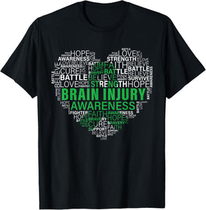 Brain Injury Awareness Fighting Hope Support Strong Warrior T-Shirt - T-Shirt | Black