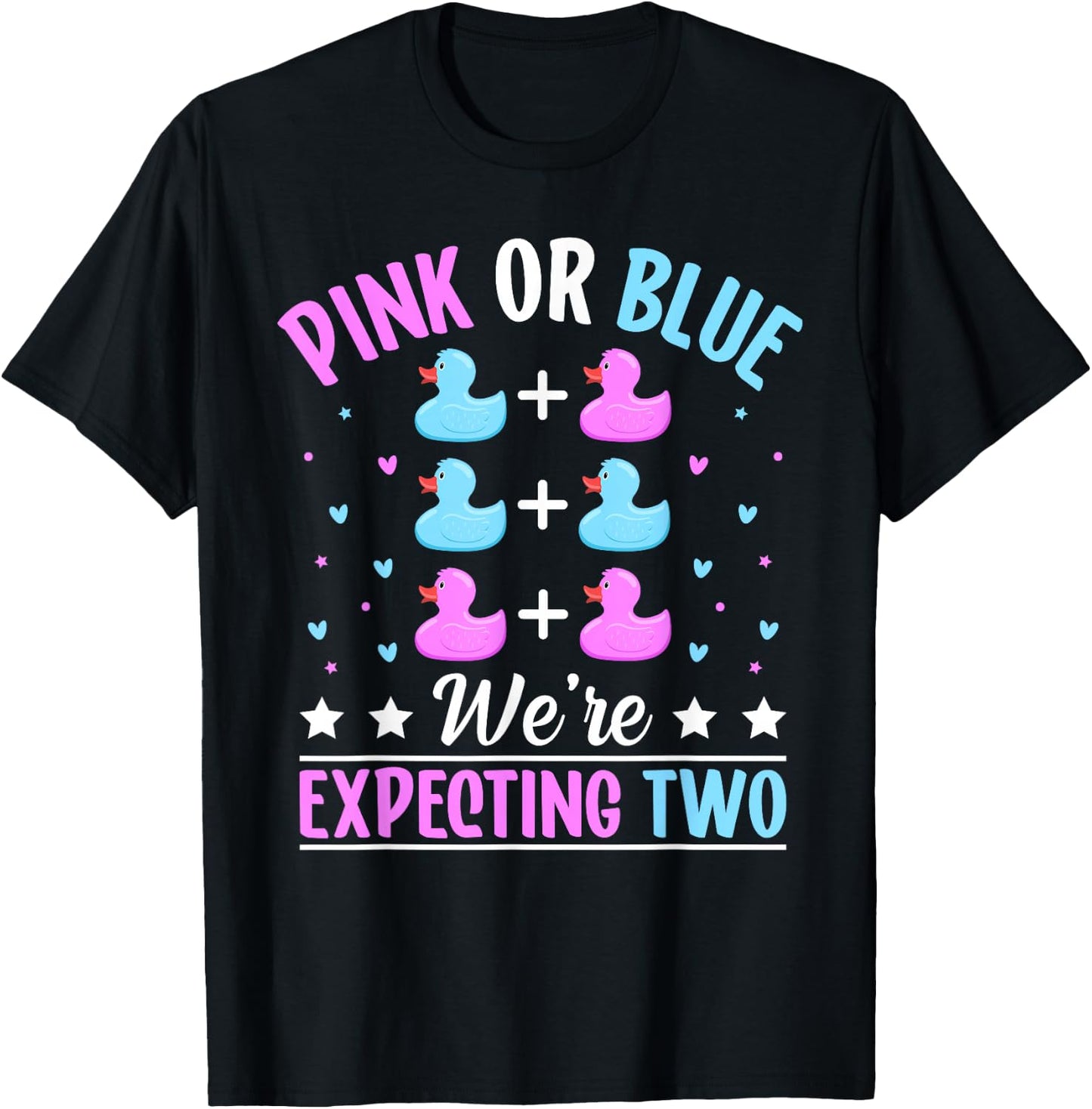 Pink or Blue We're expecting Two Twins Gender Announcement T-Shirt - T-Shirt | Black