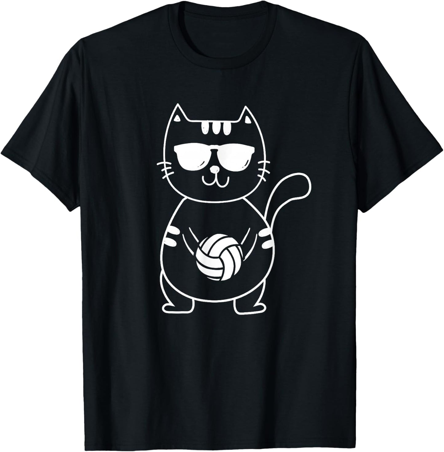 Volleyball Cat - Volleyball Team Beach Volleyball Player Men Women Girls Kids T-Shirt - T-Shirt | Black