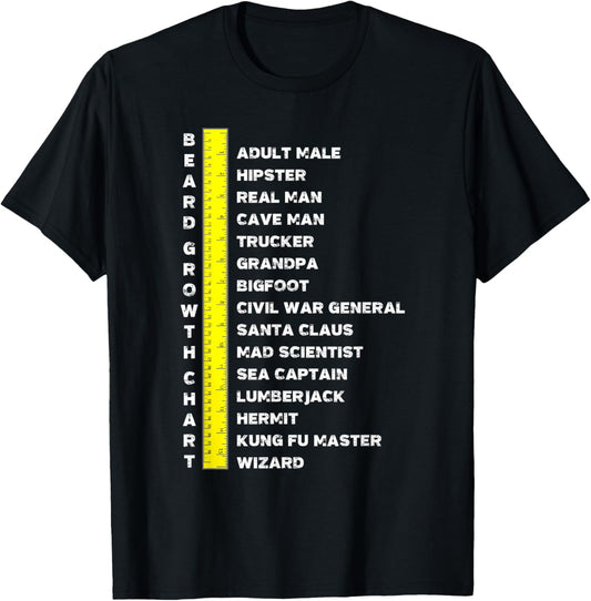 Beard Length Growth Chart Ruler Gifts Outfit T-Shirt - T-Shirt | Black