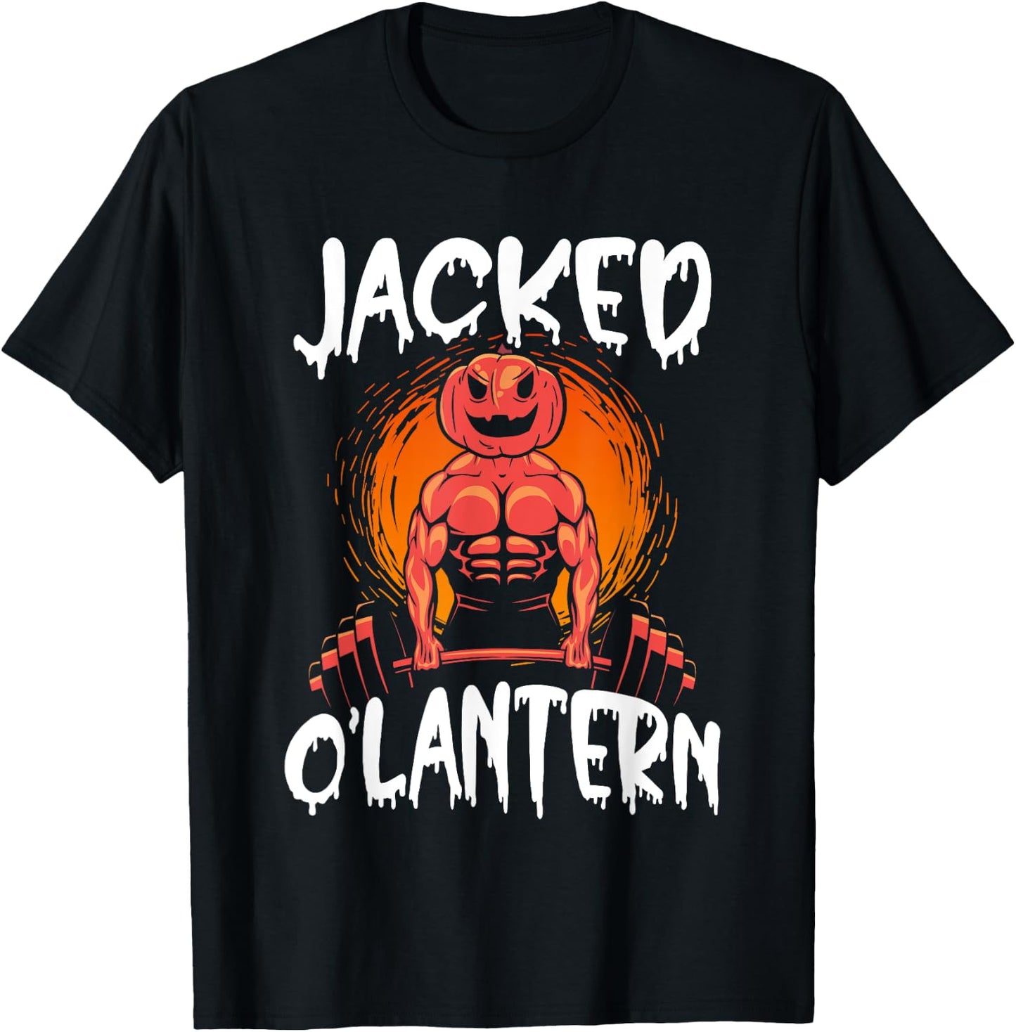 Jacked O Lantern Halloween Weightlifting Muscle Workout T-Shirt - T-Shirt | Black