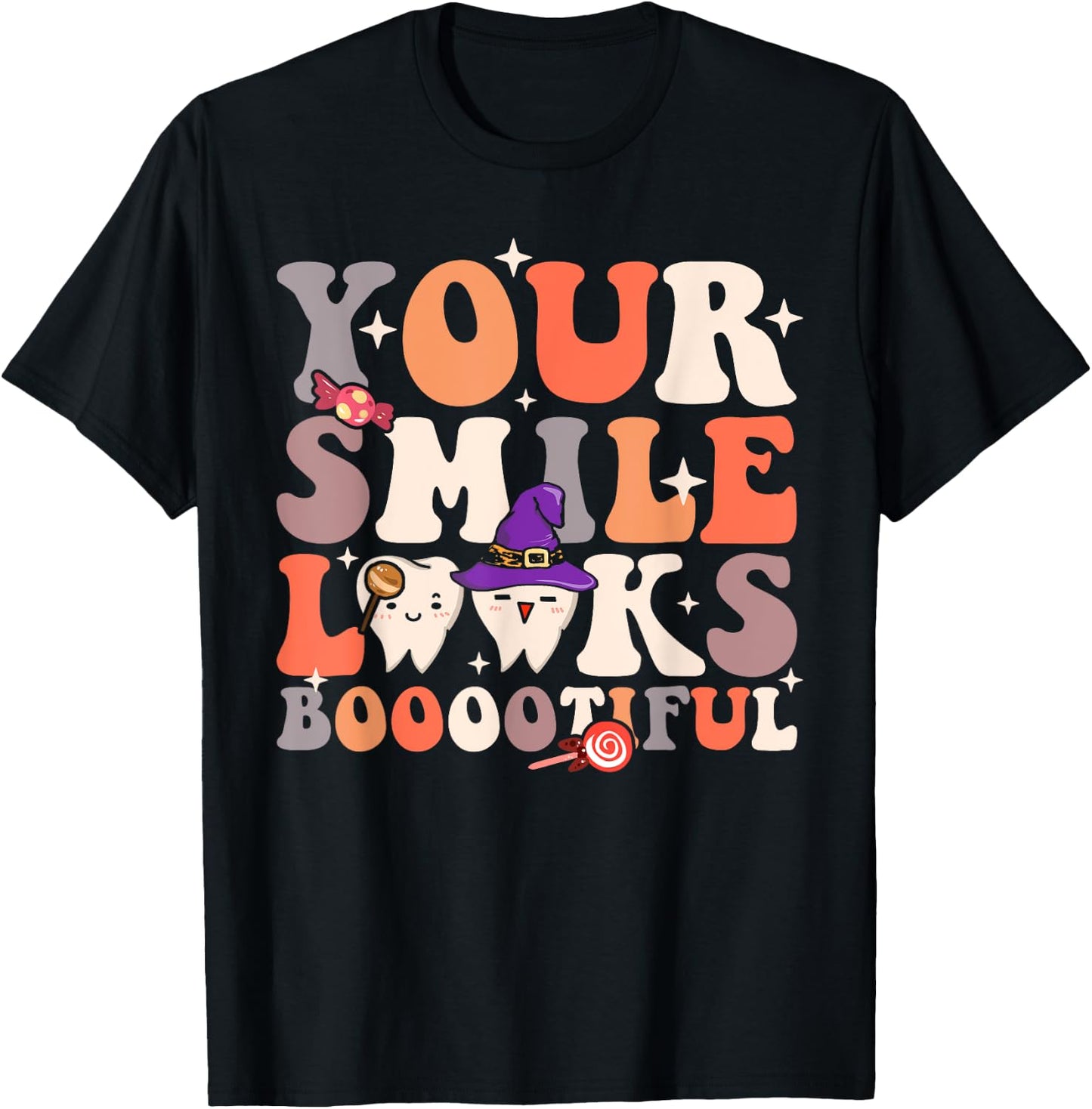 Your Smile Looks Bootiful Funny Dentist Halloween Spooky T-Shirt - T-Shirt | Black