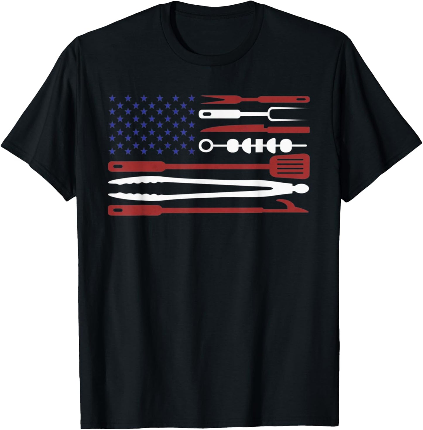 BBQ Tool Set 4th of July US Flag USA Independence Day T-Shirt - T-Shirt | Black