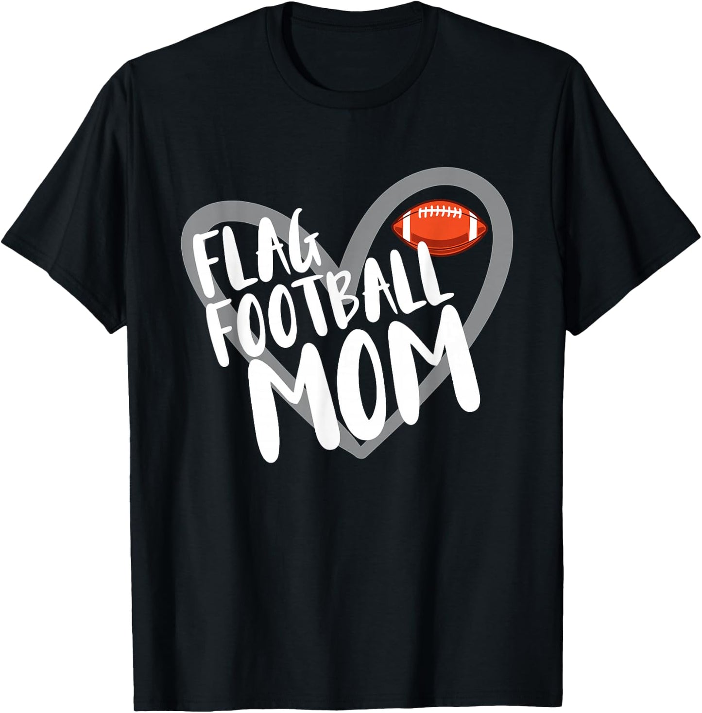 Flag Football Mom Heart T-Shirt - T-Shirt | Black