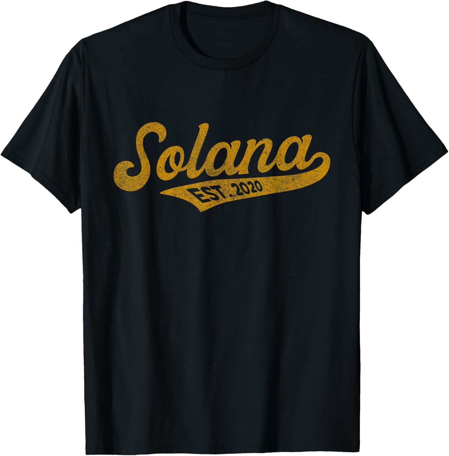 Vintage Solana SOL Script Bold Font | Solana Crypto T-Shirt - T-Shirt | Black