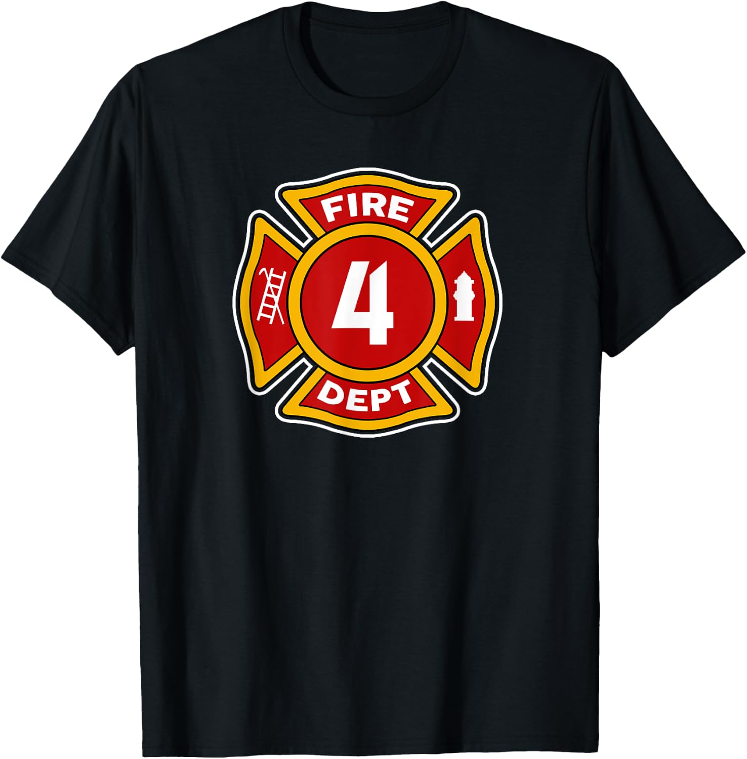 Fire 4 Dept Shirt | Firefighter Hero 4th Birthday Boys Gift T-Shirt - T-Shirt | Black
