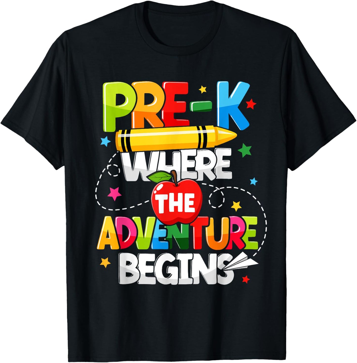 Pre-K Where The Adventure Begins Back To School Teacher Men Women Girls Kids T-Shirt - T-Shirt | Black
