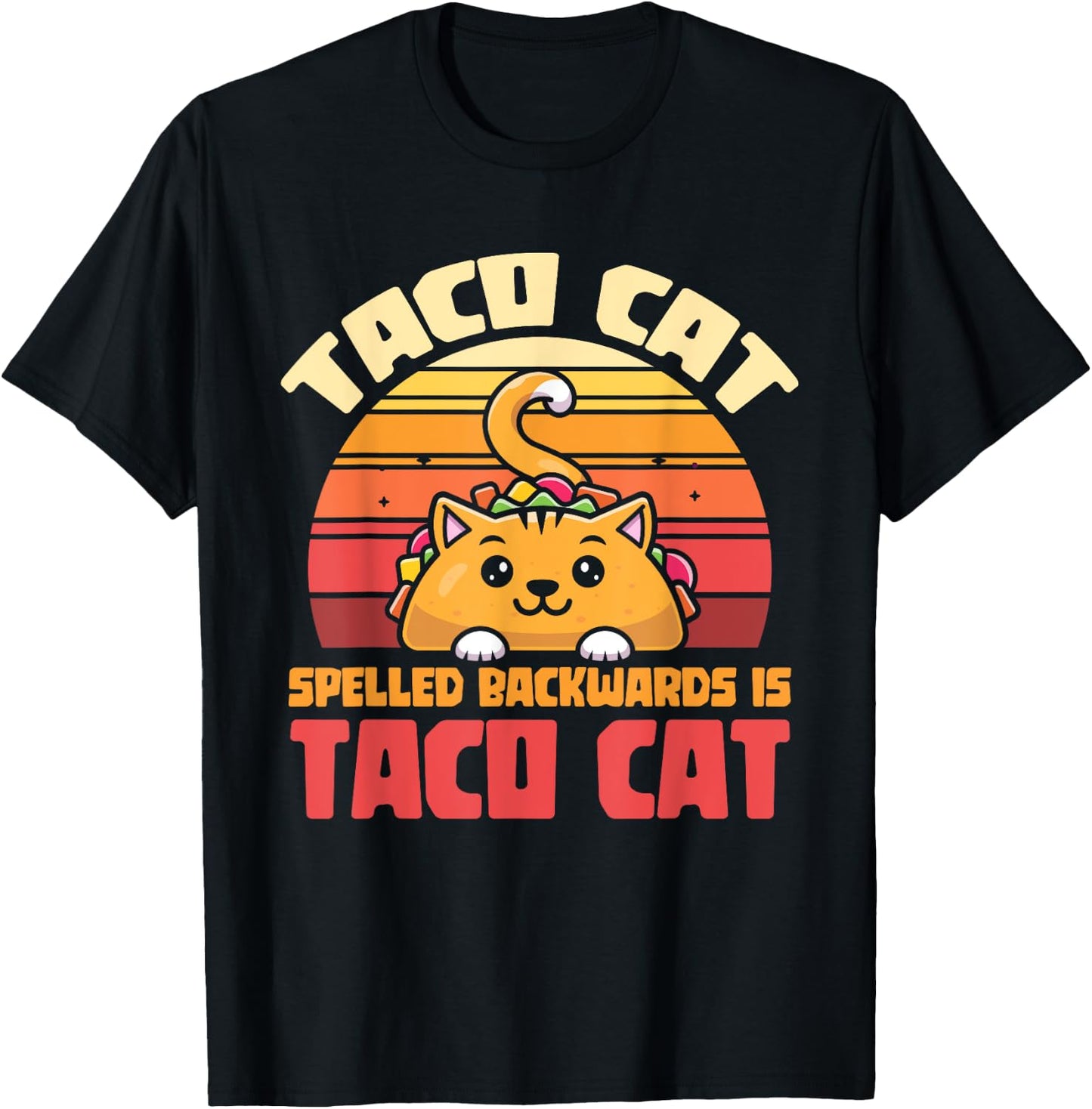 Retro Mexican Tacos Funny Tacocat Cat Animal Mexican Taco T-Shirt - T-Shirt | Black