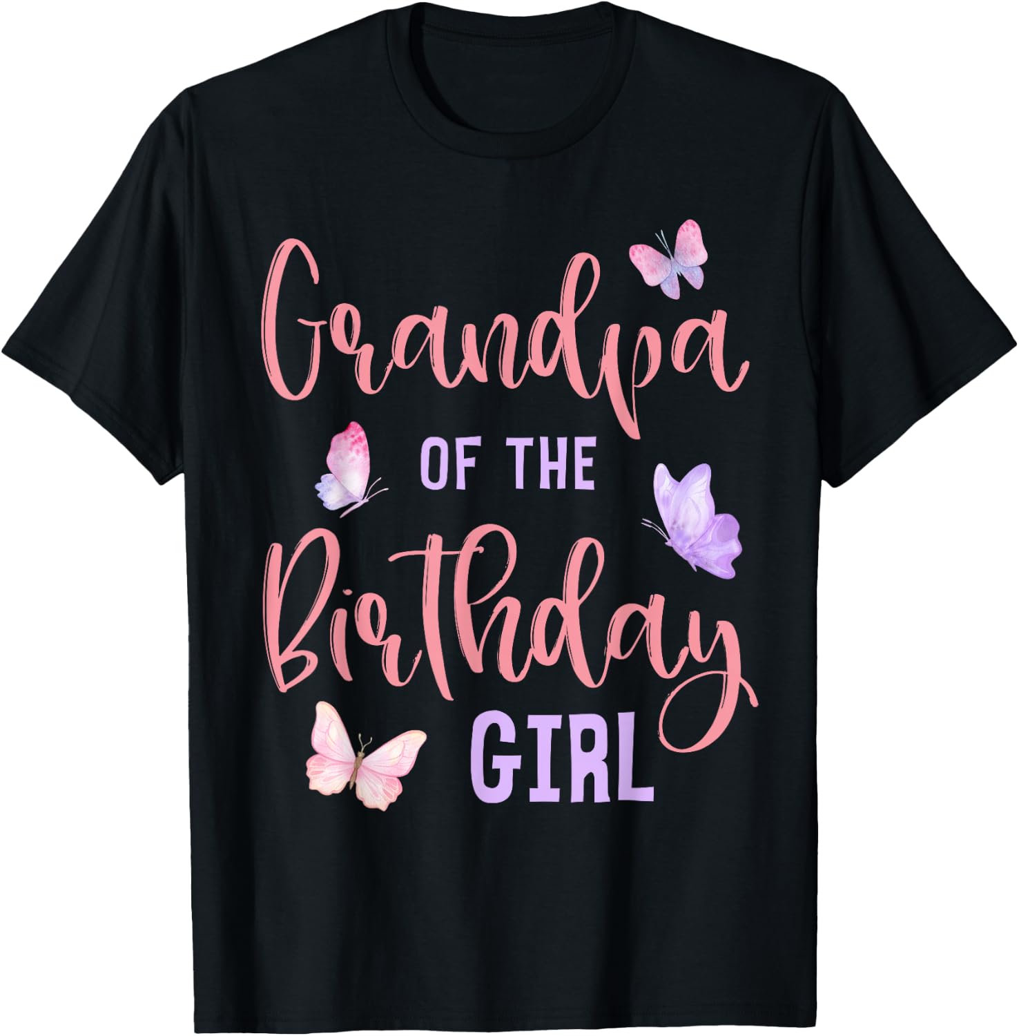 Grandpa of The Birthday Girl Butterfly Party Matching Family T-Shirt - T-Shirt | Black
