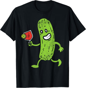 Pickle Drinking Pickleball Cocktail Funny Men Women Gift T-Shirt - T-Shirt | Black