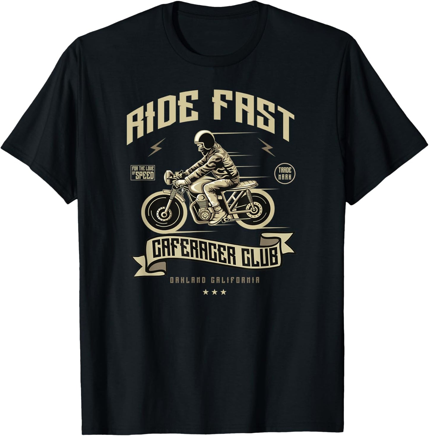 Cafe Racer Gift Ride Fast Cafe Racer Club Vintage T-Shirt - T-Shirt | Black