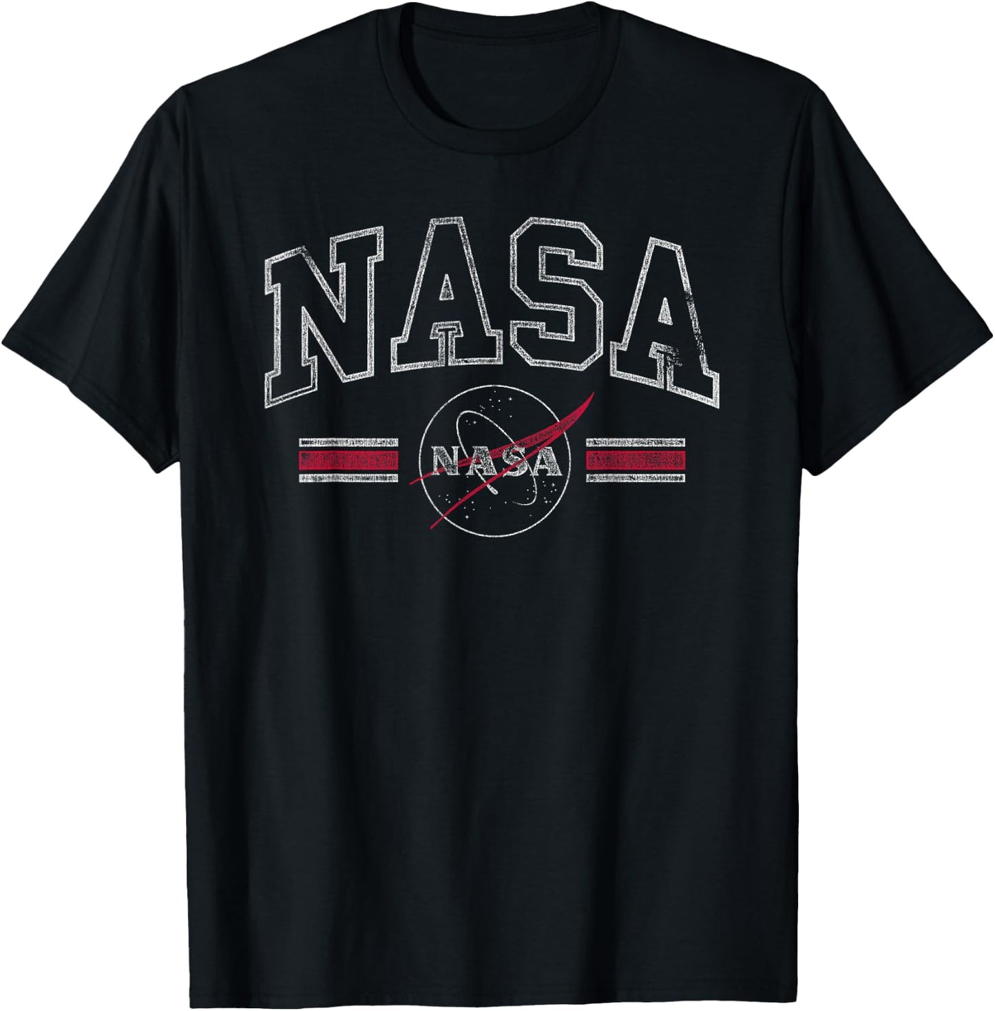 NASA Collegiate Lettered Logo with Distressing Space Science T-Shirt - T-Shirt | Black