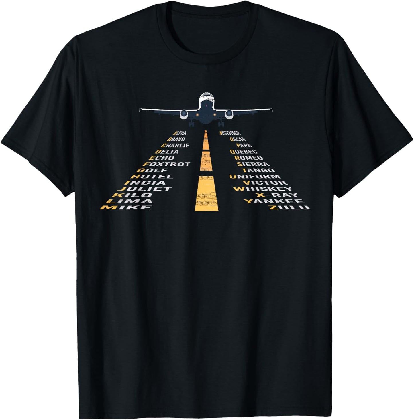 Phonetic Alphabet | Pilot Cadet Airplane Shirt T-Shirt - T-Shirt | Black