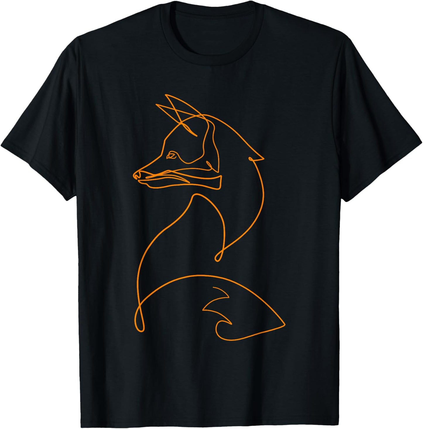 Fox One Line Art Drawing Foxes T-Shirt - T-Shirt | Black