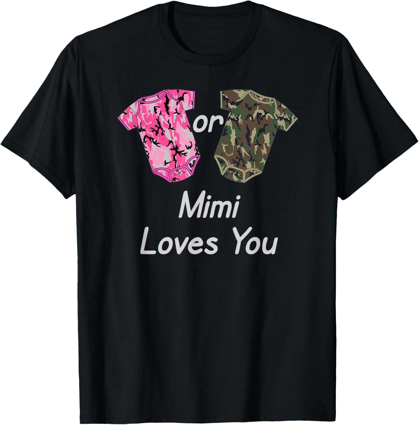 Gender Reveal Mimi Pink or Green Camoflage T-Shirt - T-Shirt | Black