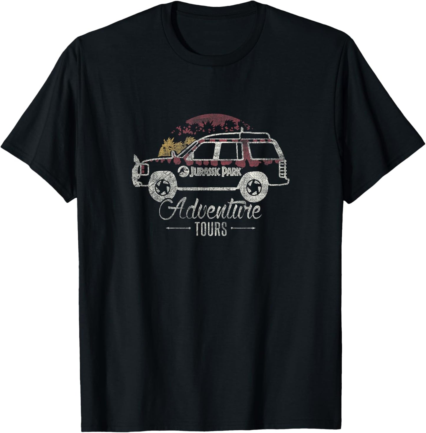 Jurassic Park Jeep Outline Color Pop Adventure Tours T-Shirt - T-Shirt | Black