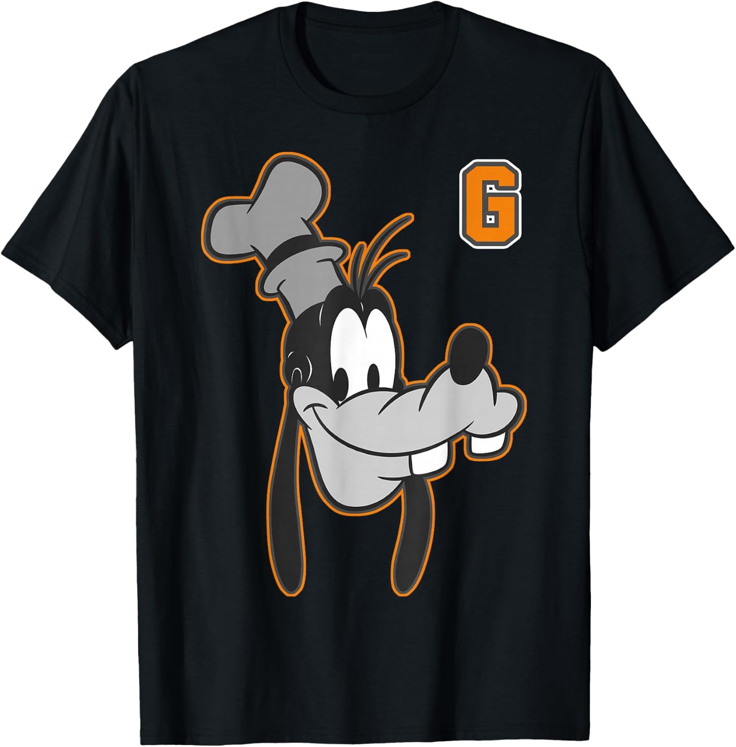 Disney Goofy Orange Outline Portrait Small T-Shirt - T-Shirt | Black