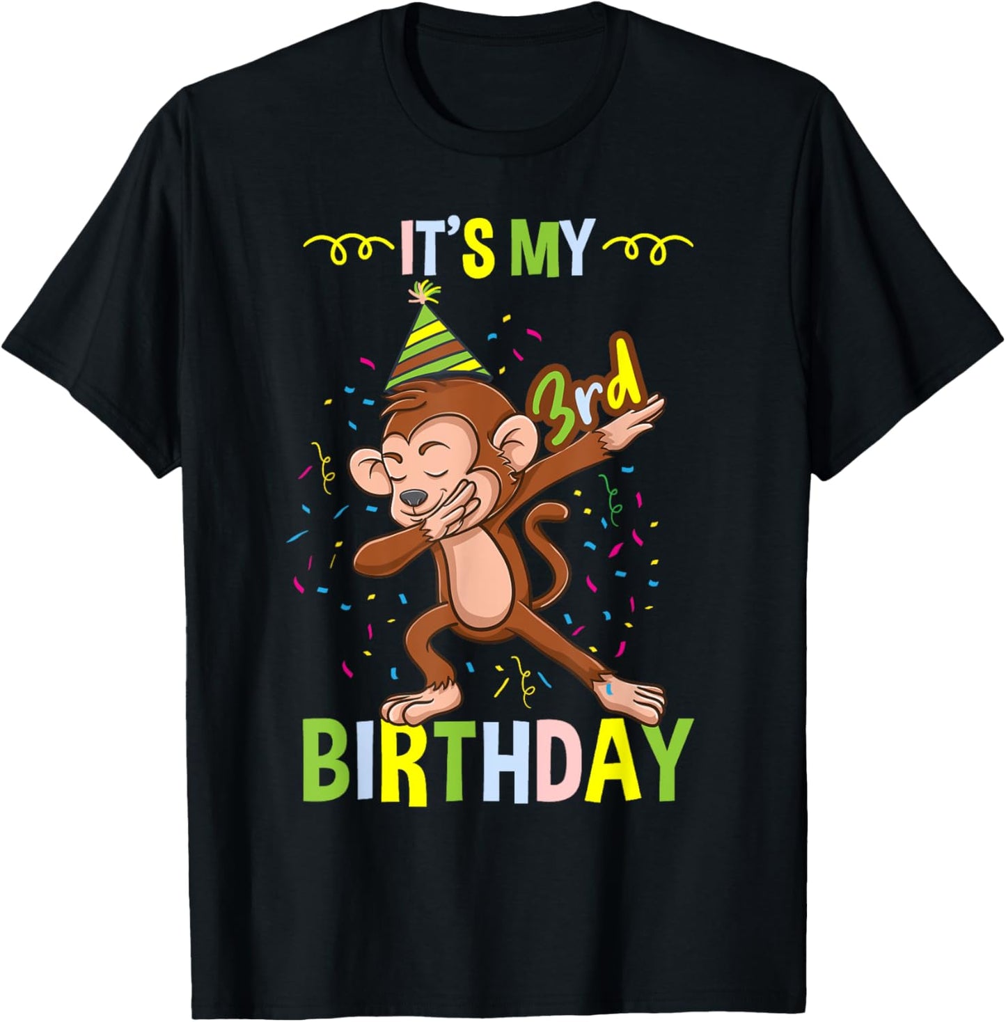 Its My 3rd Birthday Monkey T-Shirt - T-Shirt | Black