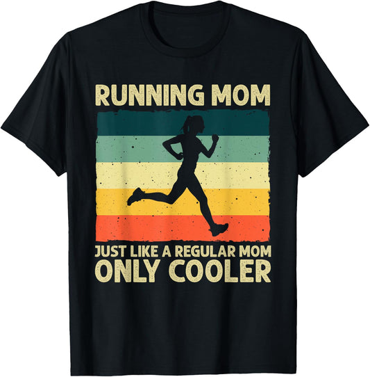 Funny Running Mom Marathoner Runner Coach Racing T-Shirt - T-Shirt | Black