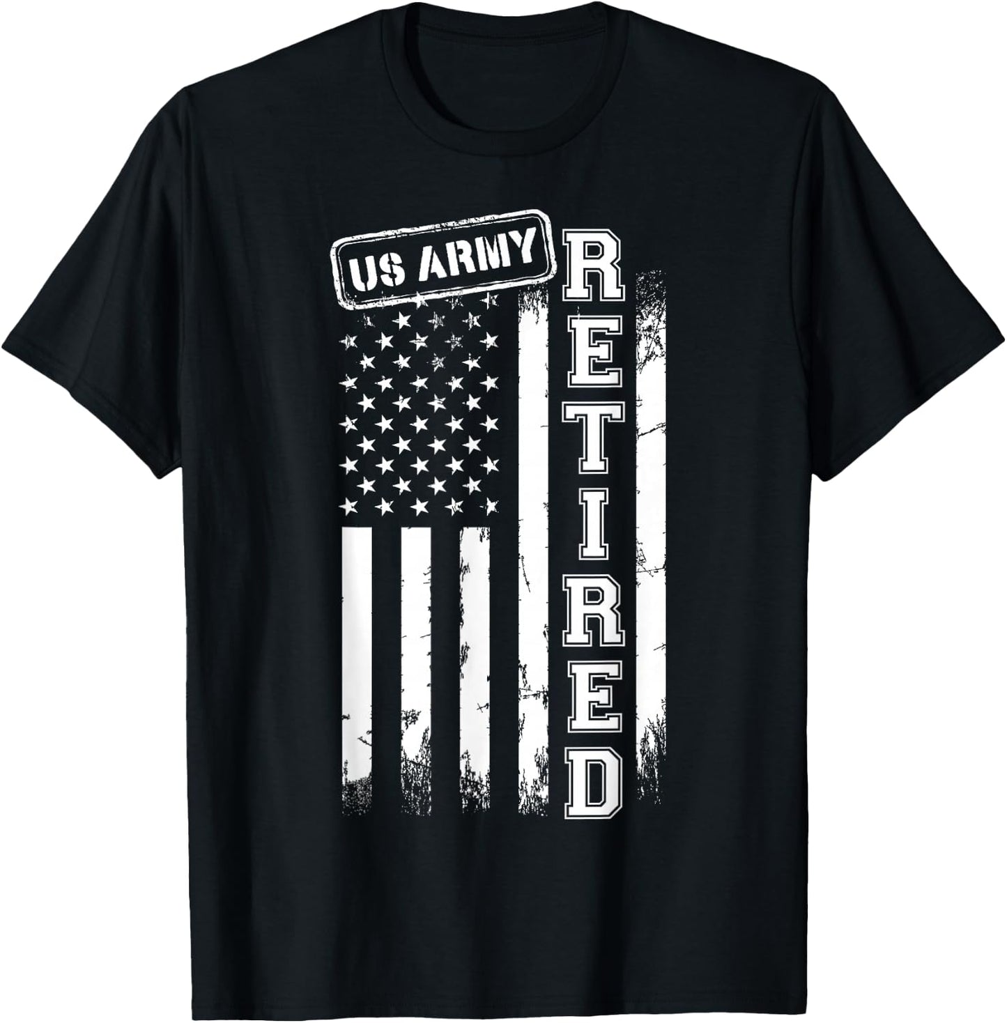 US Army Retired American Flag Vintage Patriotic T-Shirt - T-Shirt | Black