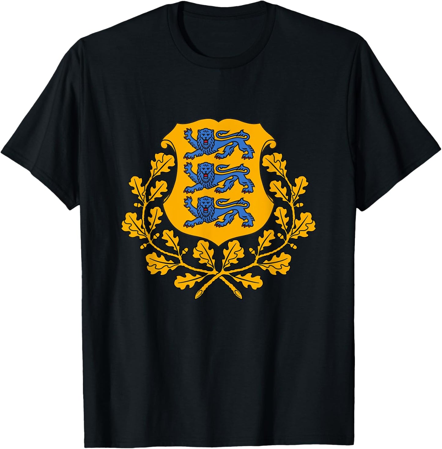 Estonia Coat of Arms Crest T-Shirt - T-Shirt | Black