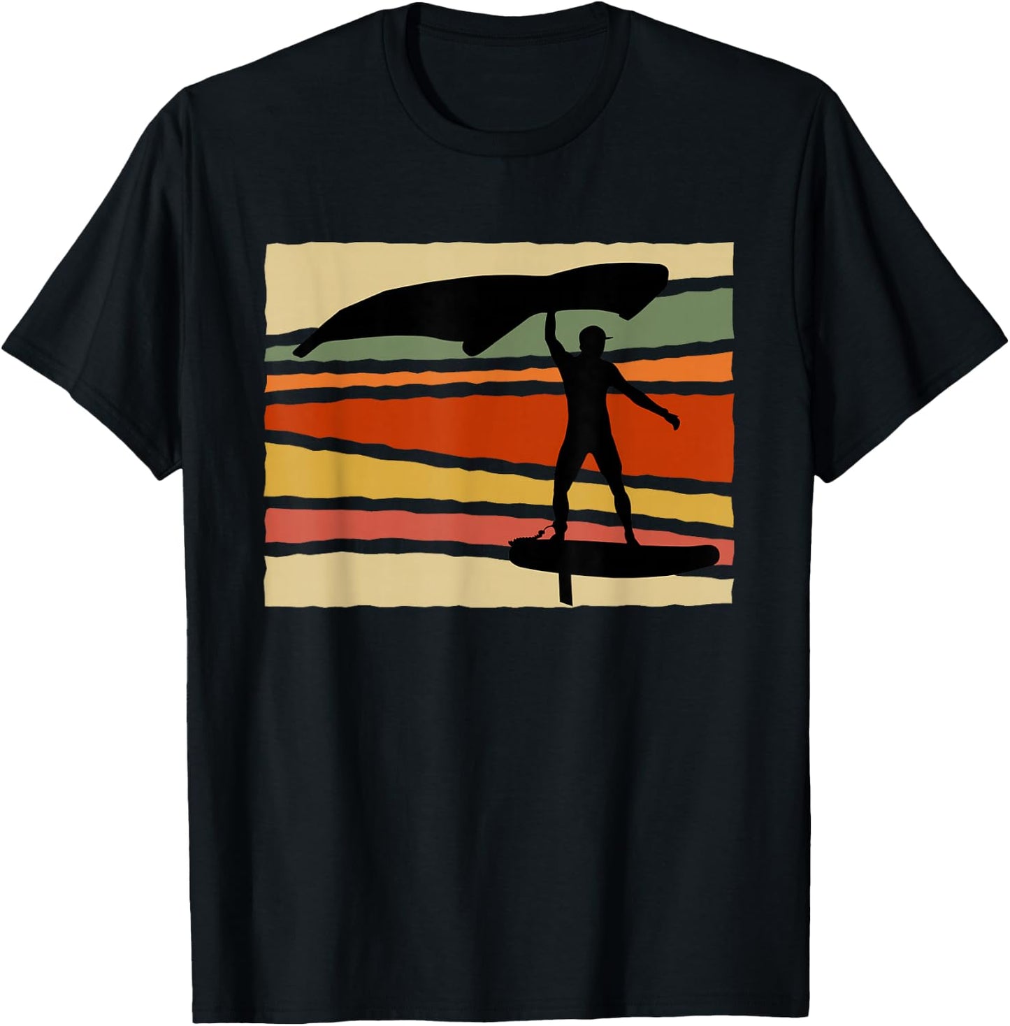 Wingsurf Wingfoil Wing Foil Surf Retro Surfer T-Shirt - T-Shirt | Black