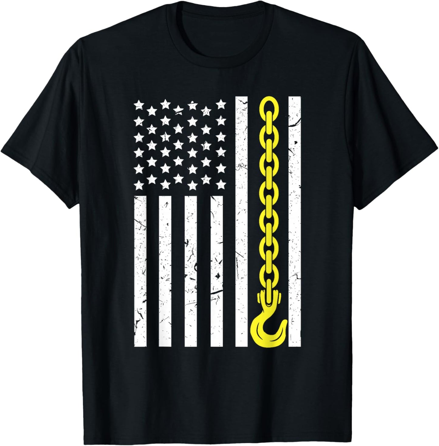 USA Yellow Thin Line Hook Tow Truck American Driver T-Shirt - T-Shirt | Black