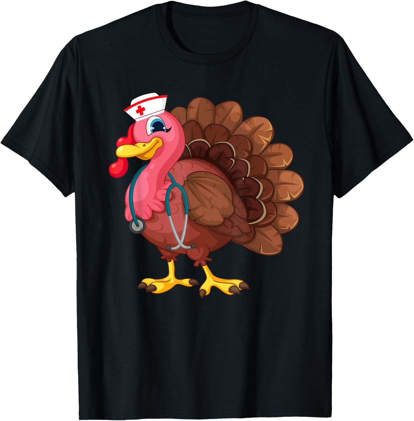 Cute Nurse Gifts Turkey Funny Thanksgiving Doctor Nursung T-Shirt - T-Shirt | Black