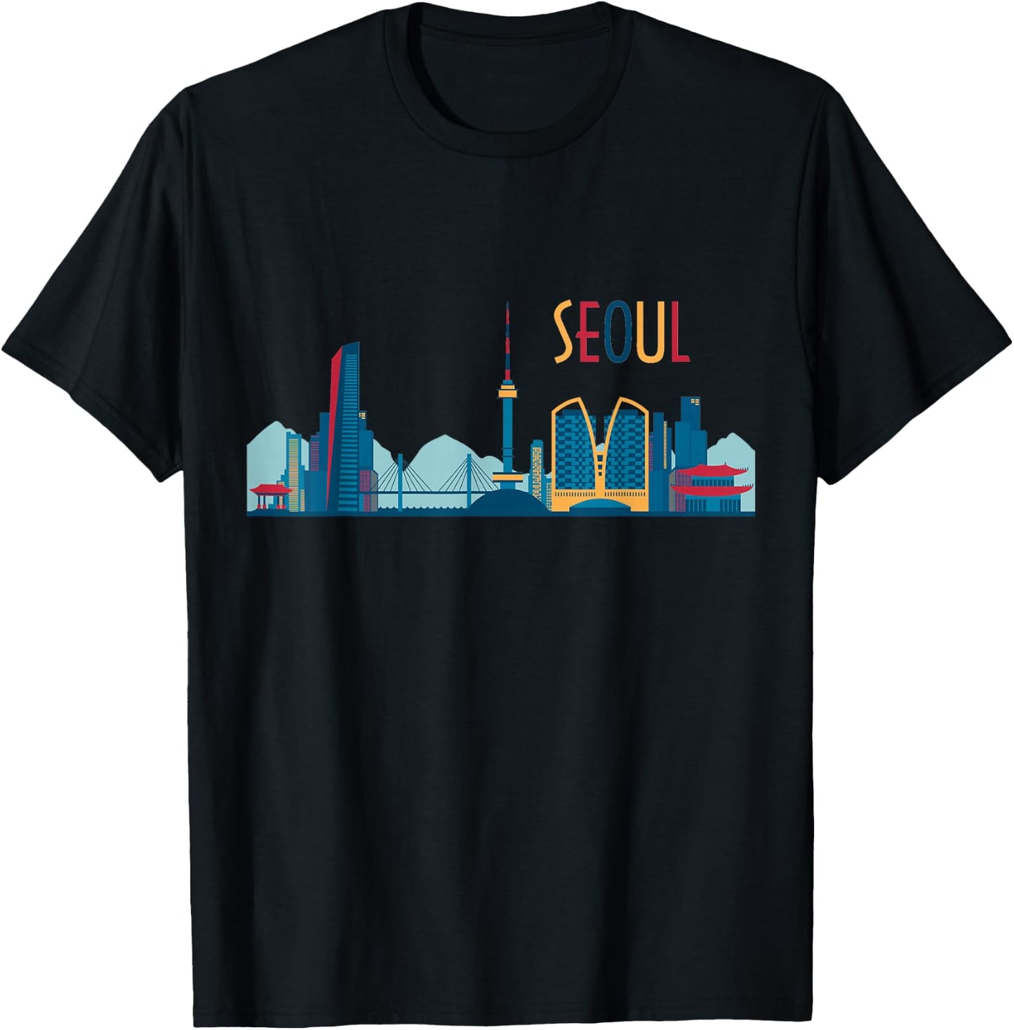 Seoul Skyline South Korea Vintage Seoul T-Shirt - T-Shirt | Black