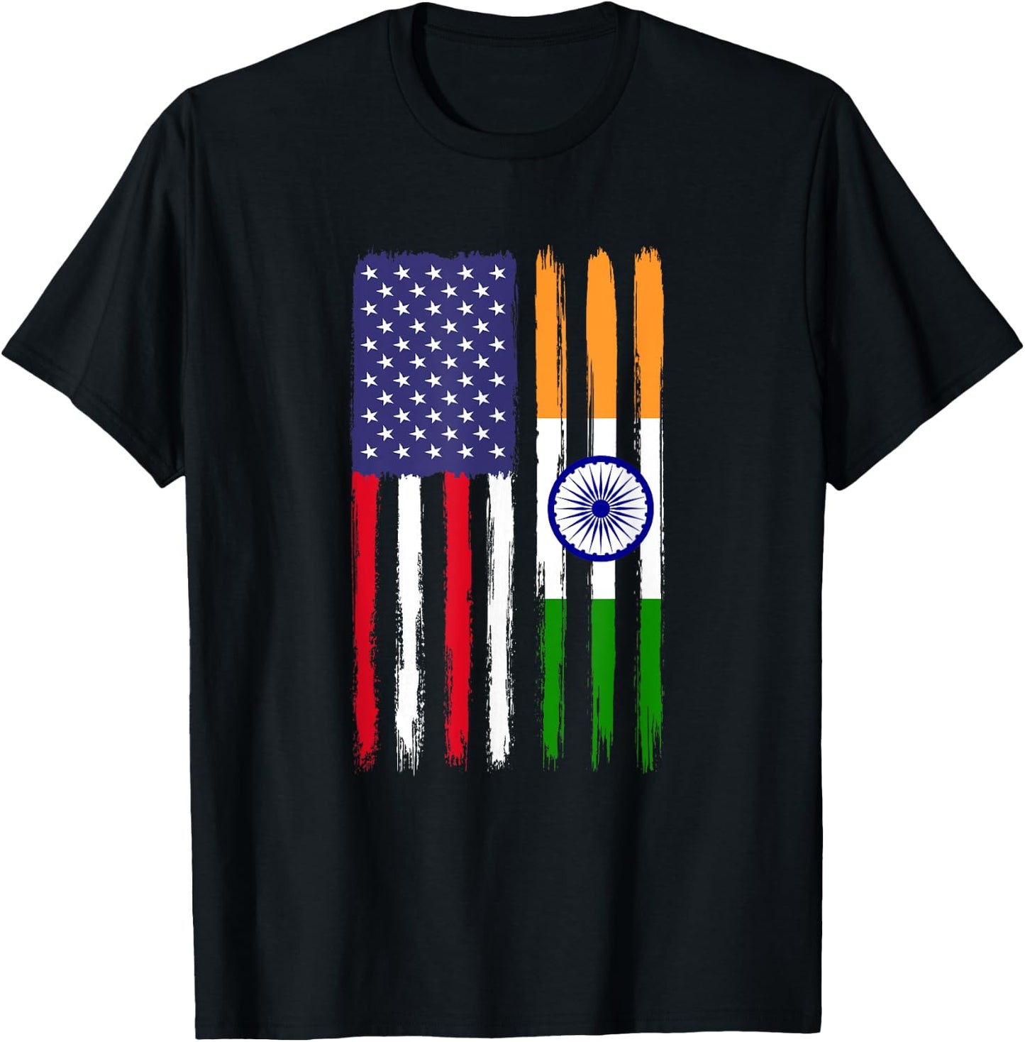 Indian Roots Half American Flag Patriotic Indian T-Shirt - T-Shirt | Black