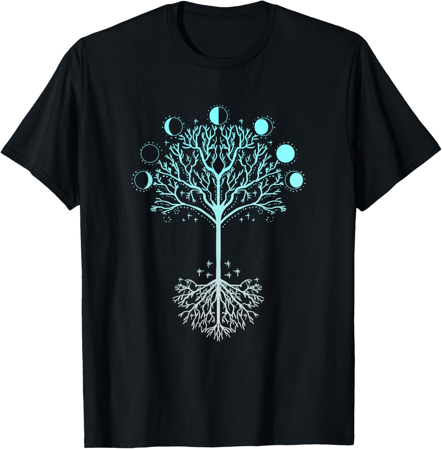 Tree Of Life Moon Phases Art Spiritual Meditation Yoga Yogi T-Shirt - T-Shirt | Black