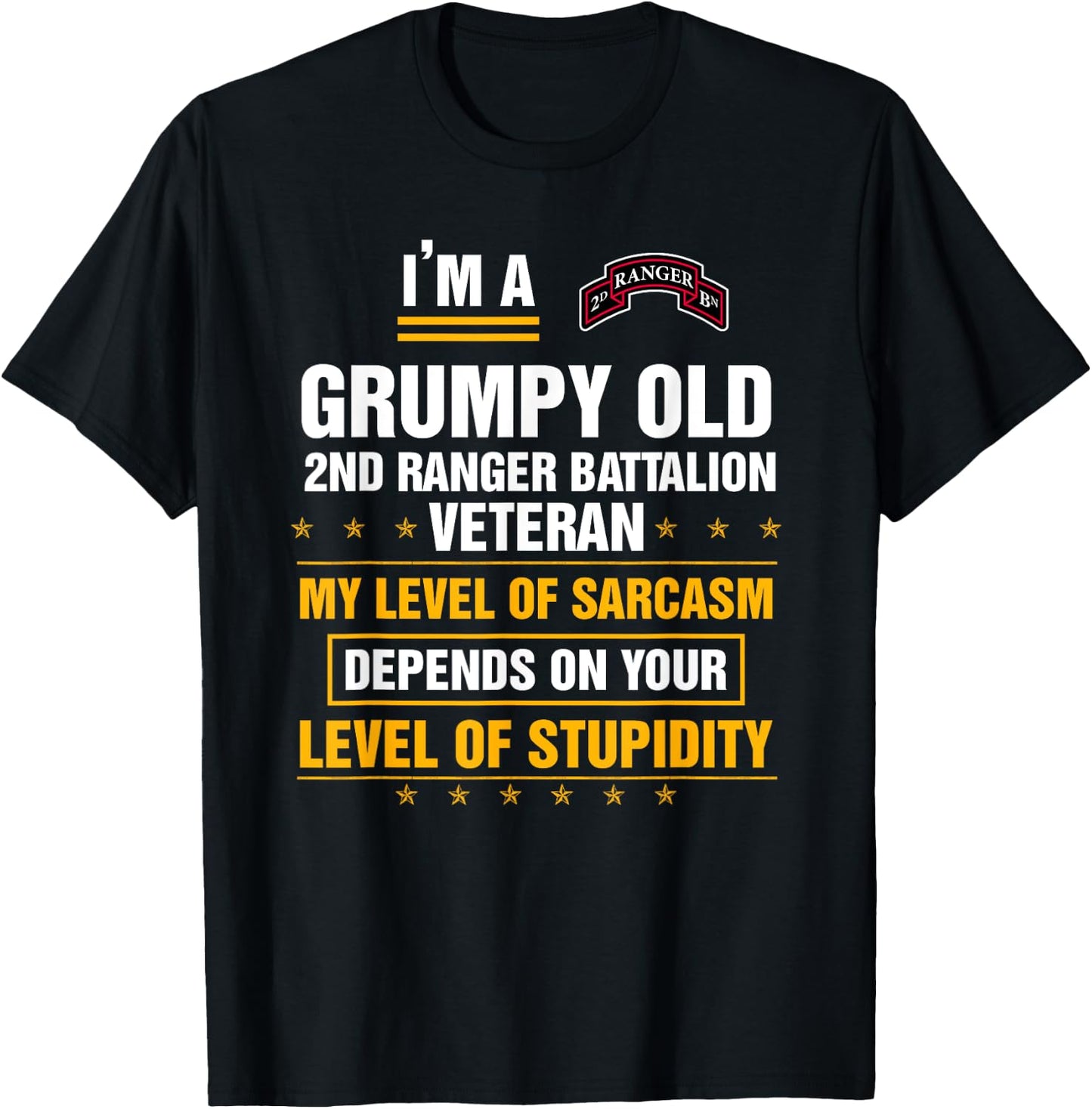 Grumpy Old 2nd Ranger Battalion Veteran Soldier Funny Xmas T-Shirt - T-Shirt | Black