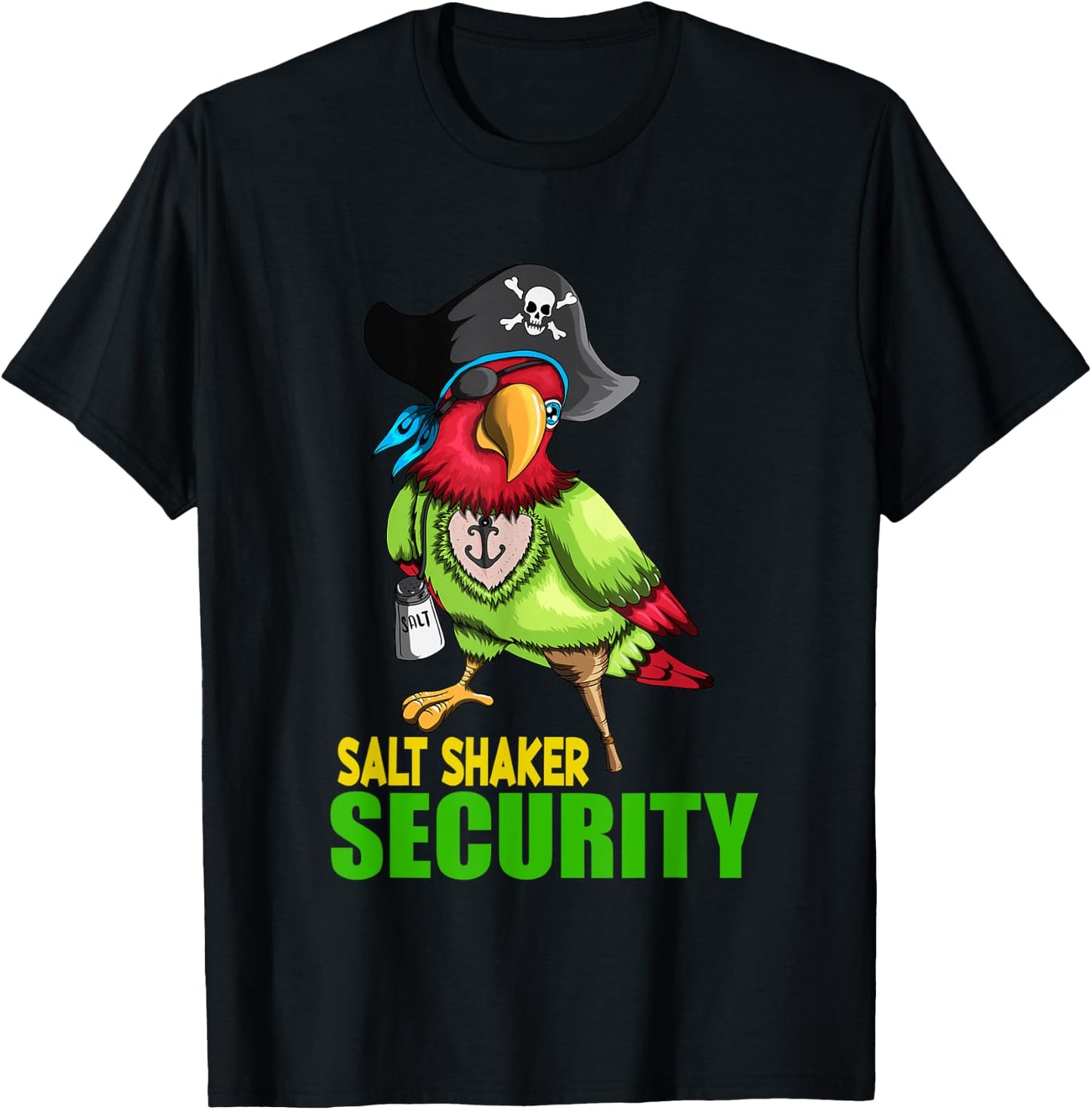 Funny Salt Shaker Parrot Pirate Pirate Hat Salt Eyelap T-Shirt - T-Shirt | Black