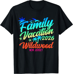 Wildwood Beach New Jersey Family Vacation Summer 2026 T-Shirt - T-Shirt | Black