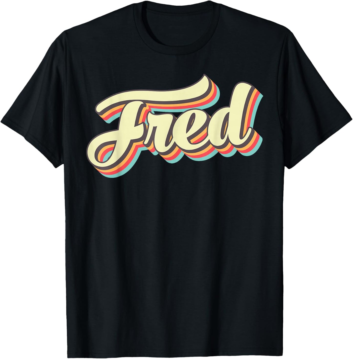 Fred Retro Art Baseball Font Vintage T-Shirt - T-Shirt | Black