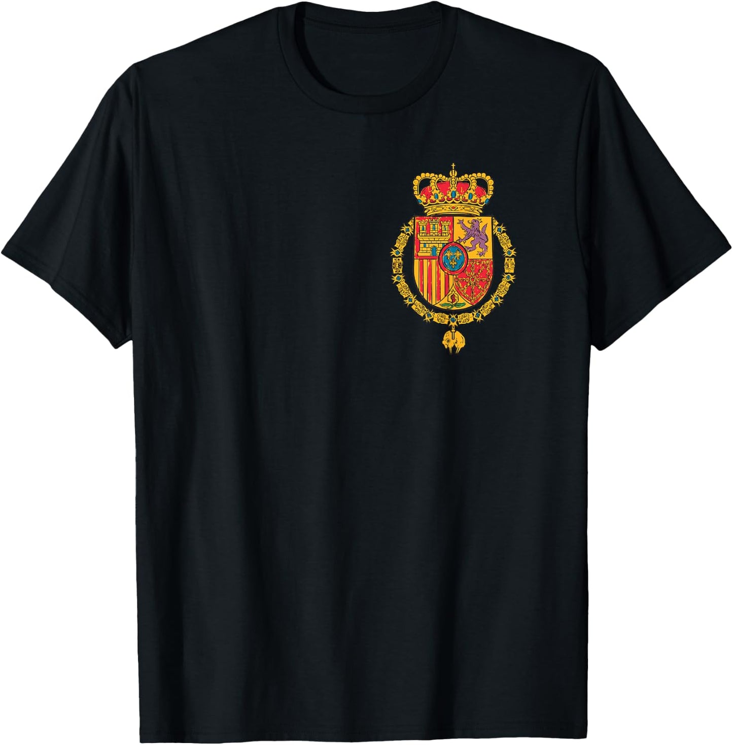 Spain Royal Shield Small Patria Country Support Sport T-Shirt - T-Shirt | Black