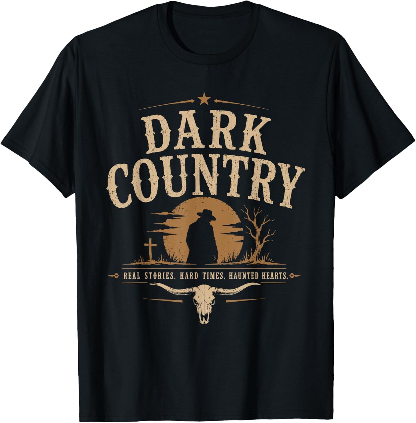 Dark Country Music Vintage Western Gothic Cowboy T-Shirt - T-Shirt | Black