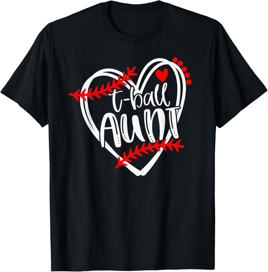 Tball AUNT, T ball , Girls T-ball Shirt T-Shirt - T-Shirt | Black