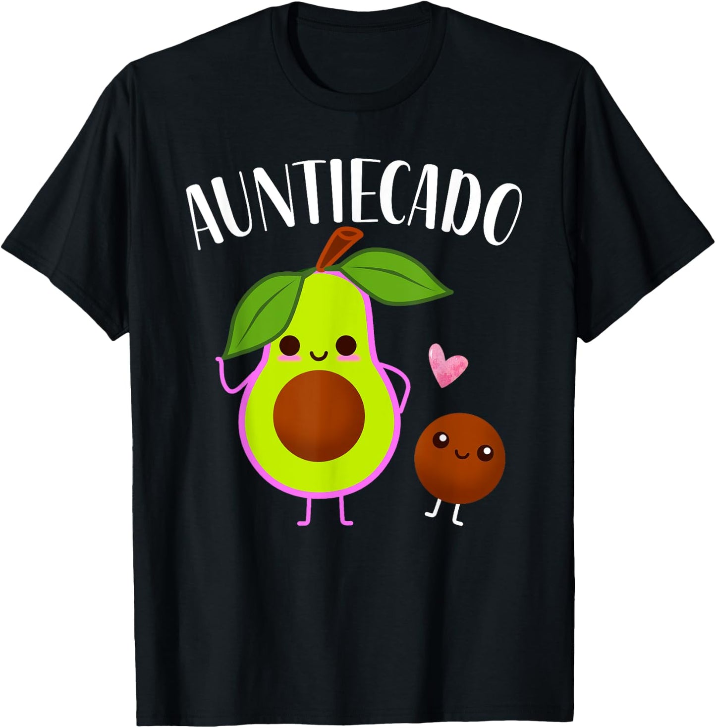 Auntiecado Funny Avocado Auntie Pregnancy Announcement T-Shirt - T-Shirt | Black