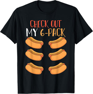 Funny Foodie Weiner Hot Dog Lover Gym Abs Workout Hotdog T-Shirt - T-Shirt | Black